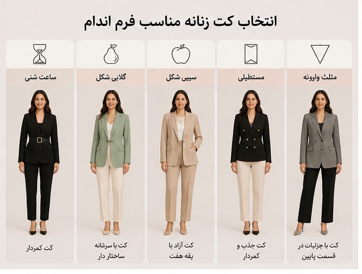 با هر فرم بدنی چه کت زنانه‌ای بپوشیم؟ راهنمای انتخاب کت مناسب اندام